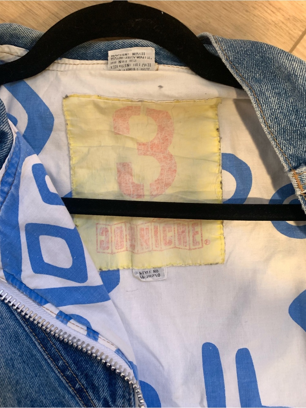 Vintage Two-Tone Blue Denim Bomber Jacket - Picture 7 of 7